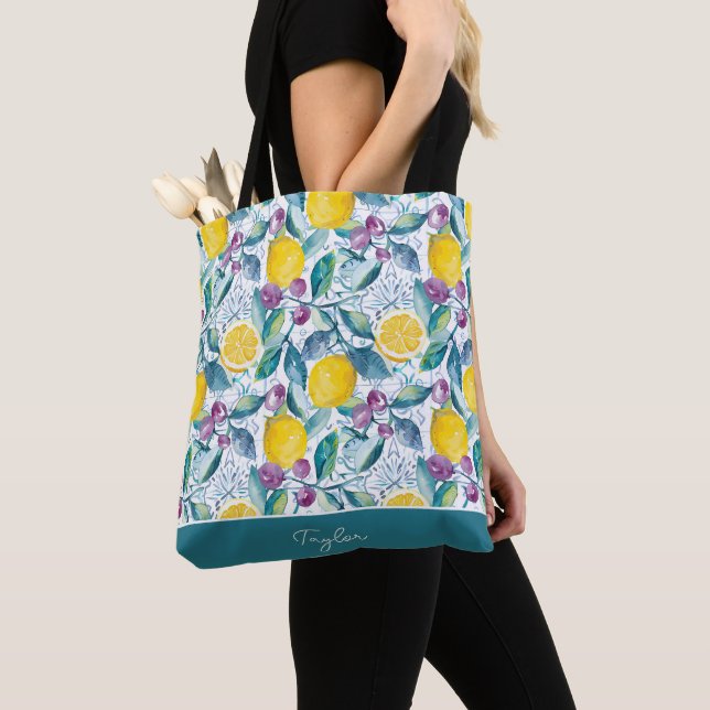 Tela Bolso de mano personalizado de limón (Detalle)