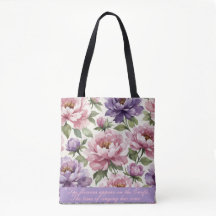 Bolso de mano personalizado de peonía floral