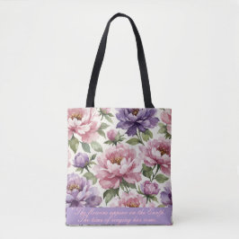 Tela Bolso de mano personalizado de peonía floral