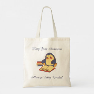 Tela Bolso de mano personalizado de pingüino leyendo •