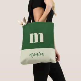 Tela Bolso de mano personalizado inicial blanco y verde