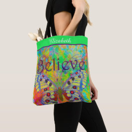 Tela Bolso de mano Personalizado Mariposa Colorida Cree
