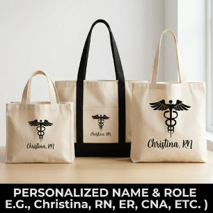 Tela Bolso de mano personalizado para enfermeras Regalo