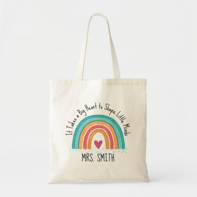 Tela Bolso de mano personalizado para maestro – Corazón (Frente)