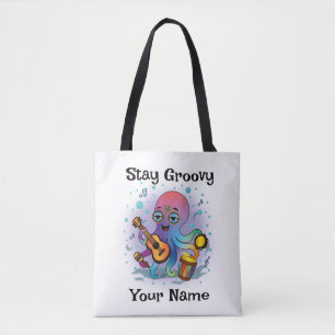 Tela Bolso de mano personalizado Pulpo Retro Nombre