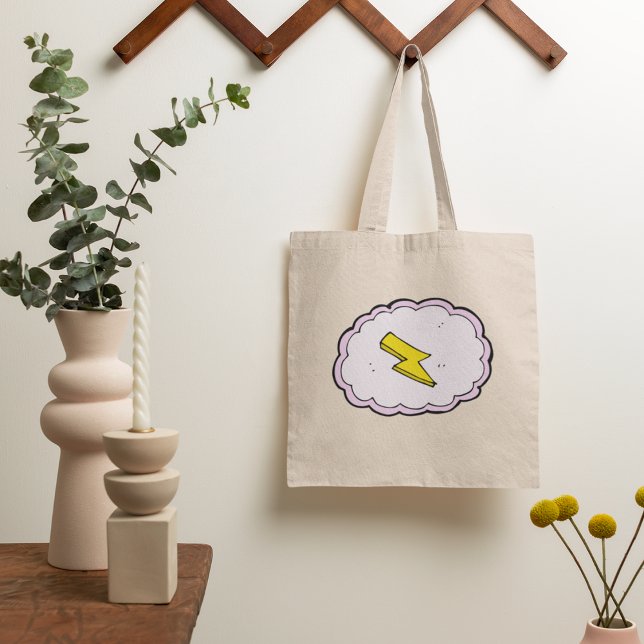Tela Bolso de mano Pink Cloud Yellow Lightning Bolt (Subido por el creador)