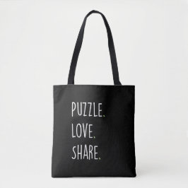 Tela Bolso de mano Puzzle. Ama. Comparte.