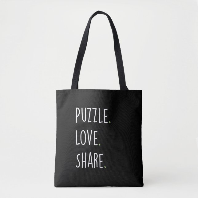 Tela Bolso de mano Puzzle. Ama. Comparte. (Anverso)
