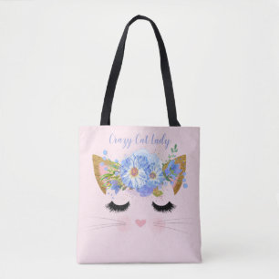 Tela Bolso de mano rosa con cara de gatito bonito
