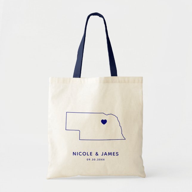 Tela Bolso de mapa de bienvenida de boda de Nebraska, a (Frente)