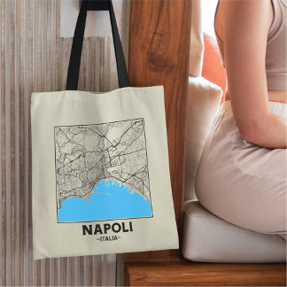 Tela Bolso de Mapa de la Ciudad de Nápoles, Italia