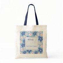 Bolso de mercado floral azul personalizado