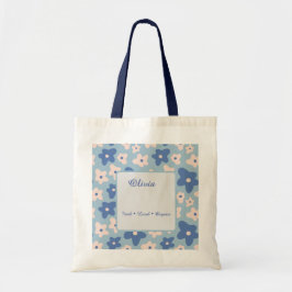 Tela Bolso de mercado floral azul personalizado