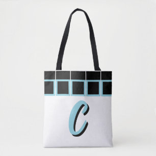 Tela Bolso de monograma geométrico negro y turquesa