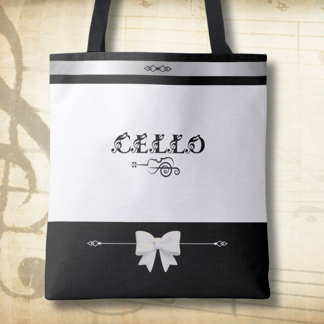 Tela Bolso de música en blanco y negro sofisticado para (A sophisticated statement piece for the cellist. High-end style for your daily gear.)