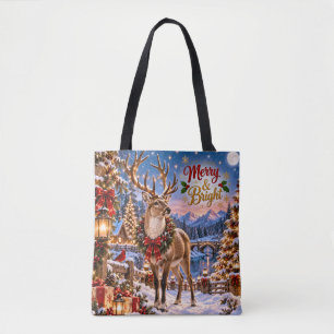Tela Bolso de Navidad Ciervo Alegre y Brillante