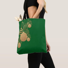 Tela Bolso de Navidad con adornos - fondo verde