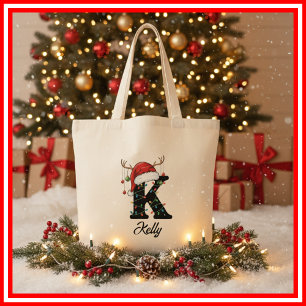 Tela Bolso de Navidad con Monograma de la Familia Antle