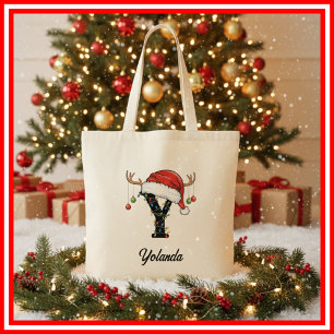 Tela Bolso de Navidad con Monograma de la Familia Antle