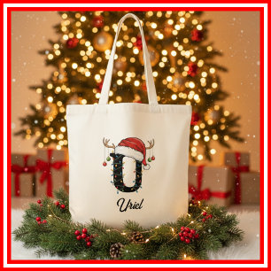 Tela Bolso de Navidad con Monograma de la Familia Antle