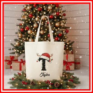 Tela Bolso de Navidad con Monograma de la Familia Antle