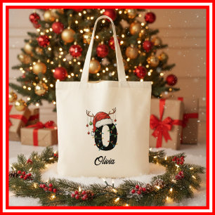 Tela Bolso de Navidad con Monograma de la Familia Antle