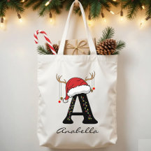 Bolso de Navidad con monograma familiar personaliz