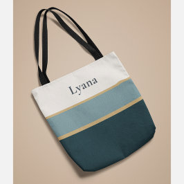 Tela Bolso de Nombre Rayado Personalizado – Lujo Minima
