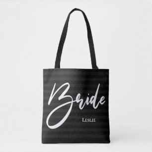 Tela Bolso de novia elegante con rayas negras y estampa
