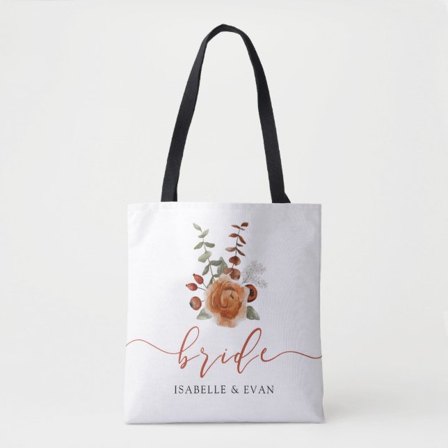 Tela Bolso de novia floral acuarela de otoño (Anverso)