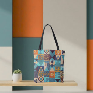 Tela Bolso de patchwork turquesa y naranja