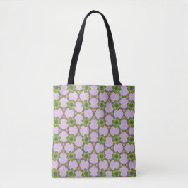 Tela Bolso de patrón geométrico floral púrpura y verde