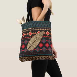 Tela Bolso de patrón tribal negro y rojo