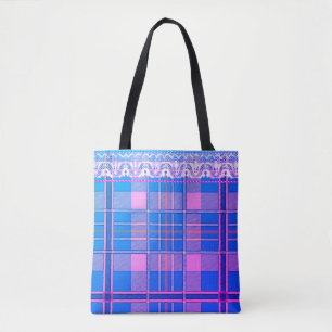 Tela Bolso de plaid y encaje morado y rosa