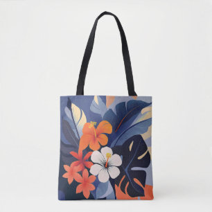 Tela Bolso de playa de hibisco hawaiano moderno de medi