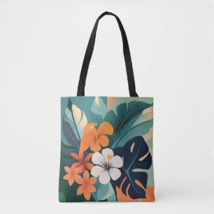 Tela Bolso de playa de hibisco hawaiano moderno de medi