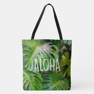 Tela Bolso de playa hawaiano Aloha Monstera acuarela