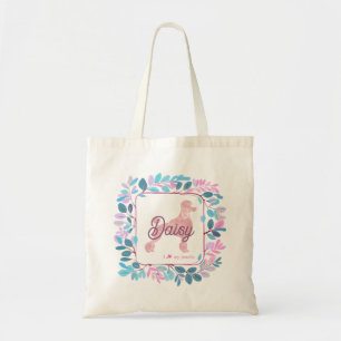 Tela Bolso de Poodle Rosa Pastel Elegante Nombre y Fo
