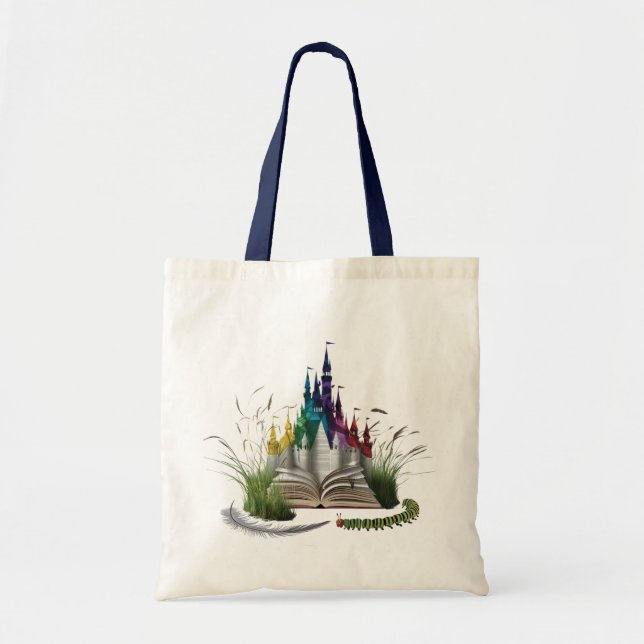 Tela Bolso de presupuesto de página de libro encantado  (Frente)
