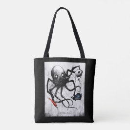 Tela Bolso de pulpo Black Inky Bones Press