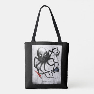 Tela Bolso de pulpo Black Inky Bones Press
