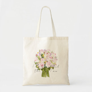 Tela bolso de ramo rosa y rosa amarillo pintado a mano