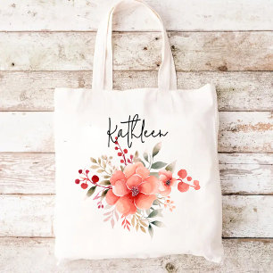 Tela Bolso de regalo de tote floral de acuarela persona