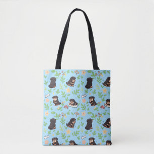 Tela Bolso de Rottweiler Lindo Floral Kawaii de Primave
