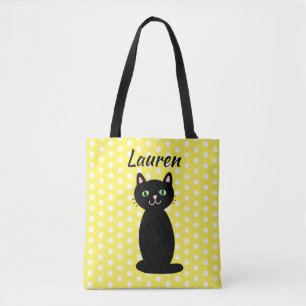 Tela Bolso de Silueta de Gato Negro Personalizado con L