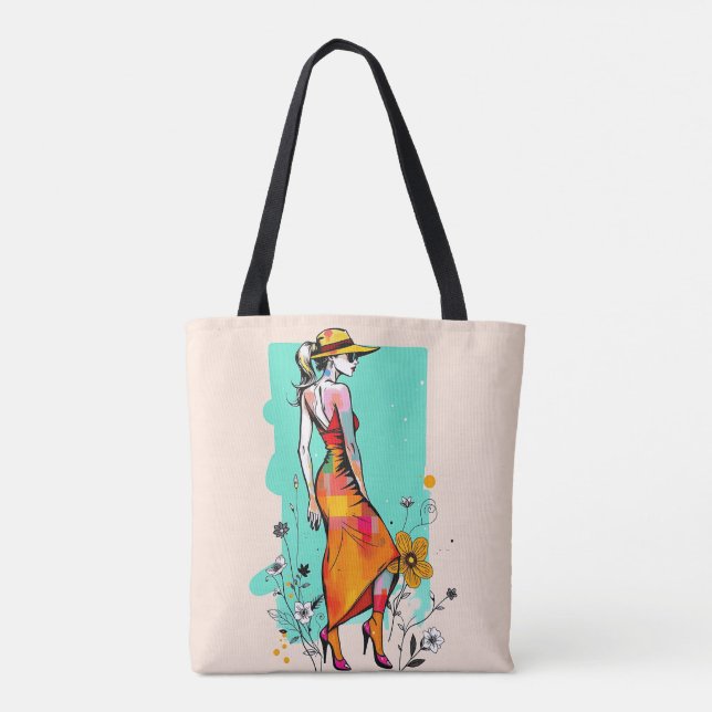Tela Bolso de sueños botánicos Pop Art 🌈🌼 (Reverso)