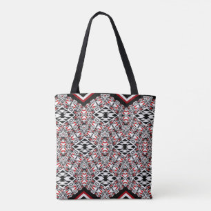 Tela Bolso de tapiz tribal rojo, blanco y negro