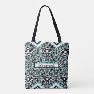 Tela Bolso de tapiz tribal turquesa y negro