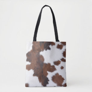 Tela bolso de teta blanco marrón de vaca
