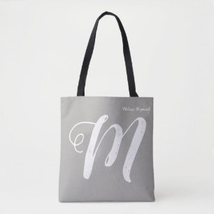 Tela bolso de tocado gris elegante con monograma